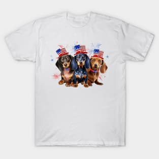 4th of July Dachshund Dogs #3 T-Shirt